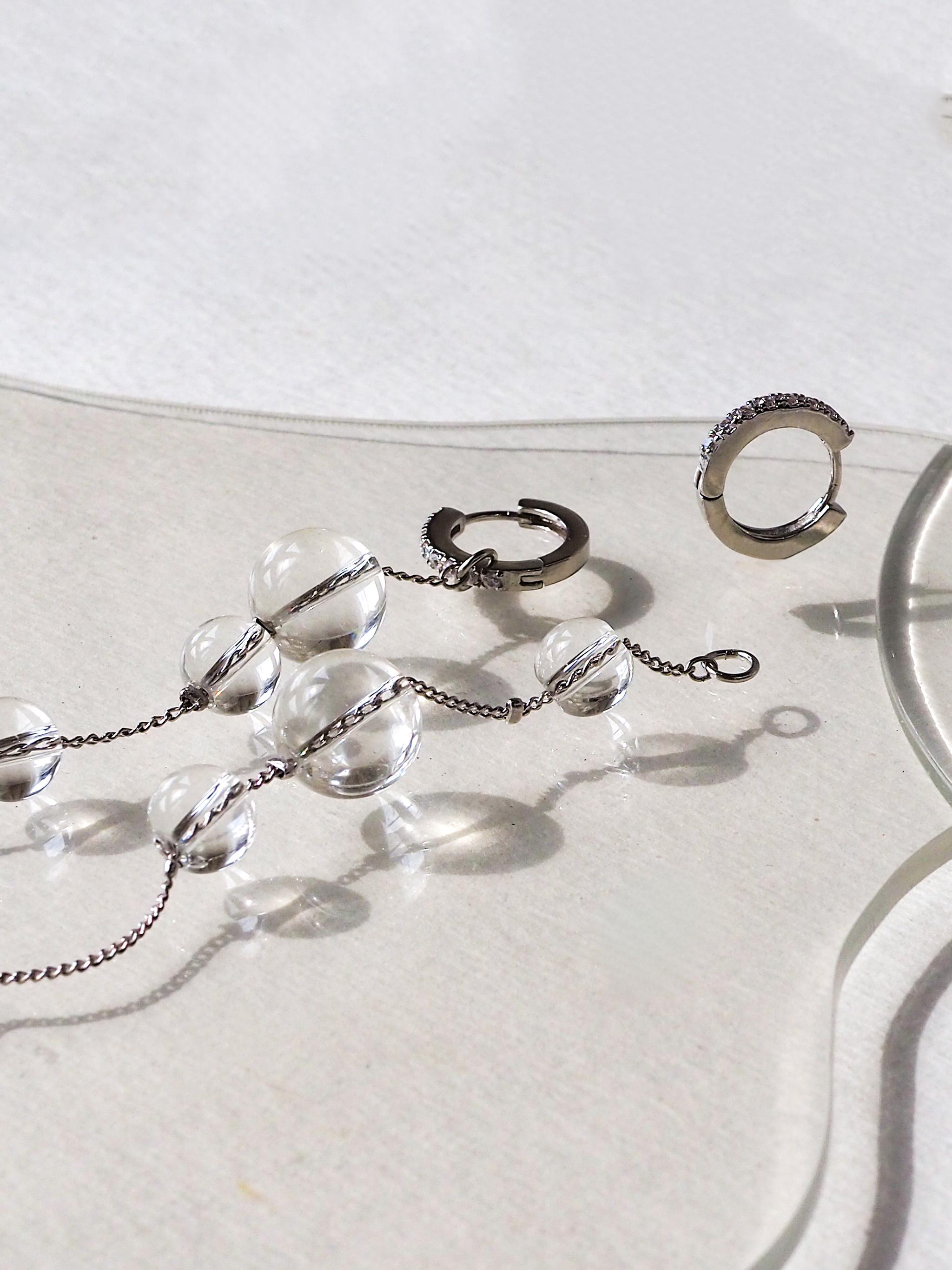 ◆数量限定セット　涼しげピアス&チャーム　クリスタル水晶　キュービックジルコニア　抗アレルギー金具 | 2枚目