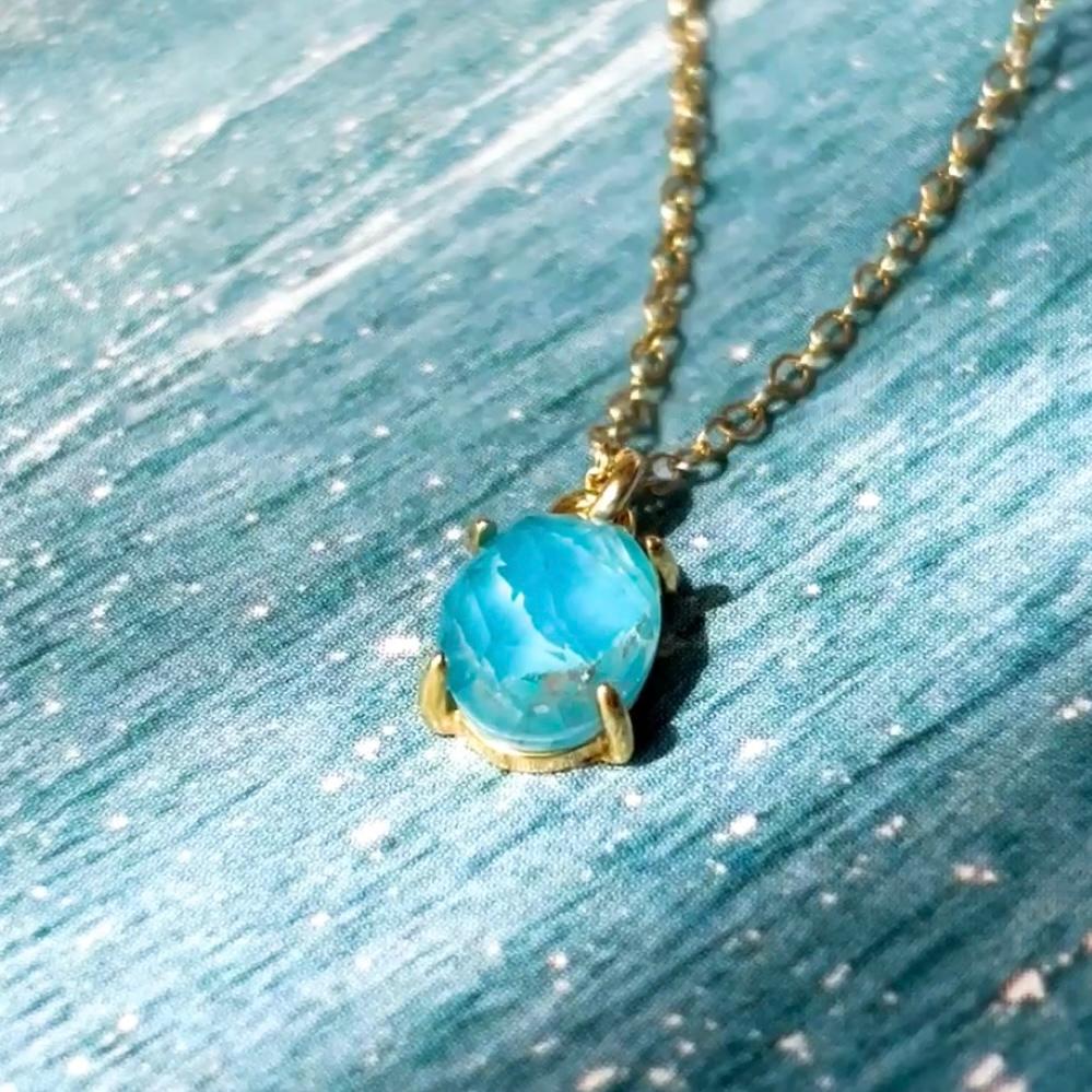 澄んだ海の滴　ローズカット　オーバルネックレス AAA 天然石　アパタイト クリスタル　silver925 18KGP | 2枚目