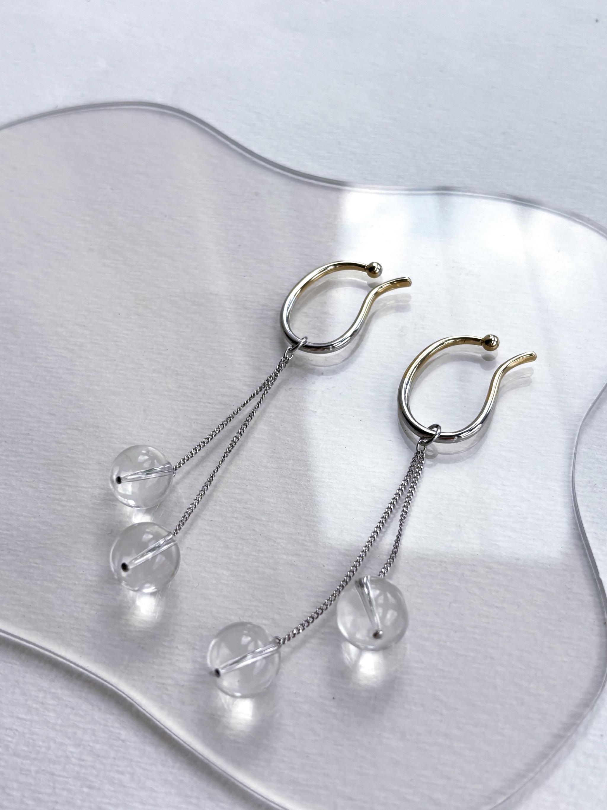 ◆ice 揺れるクリスタル水晶チャーム　手持ちのピアス(イヤーカフ)に合わせて使える | 2枚目