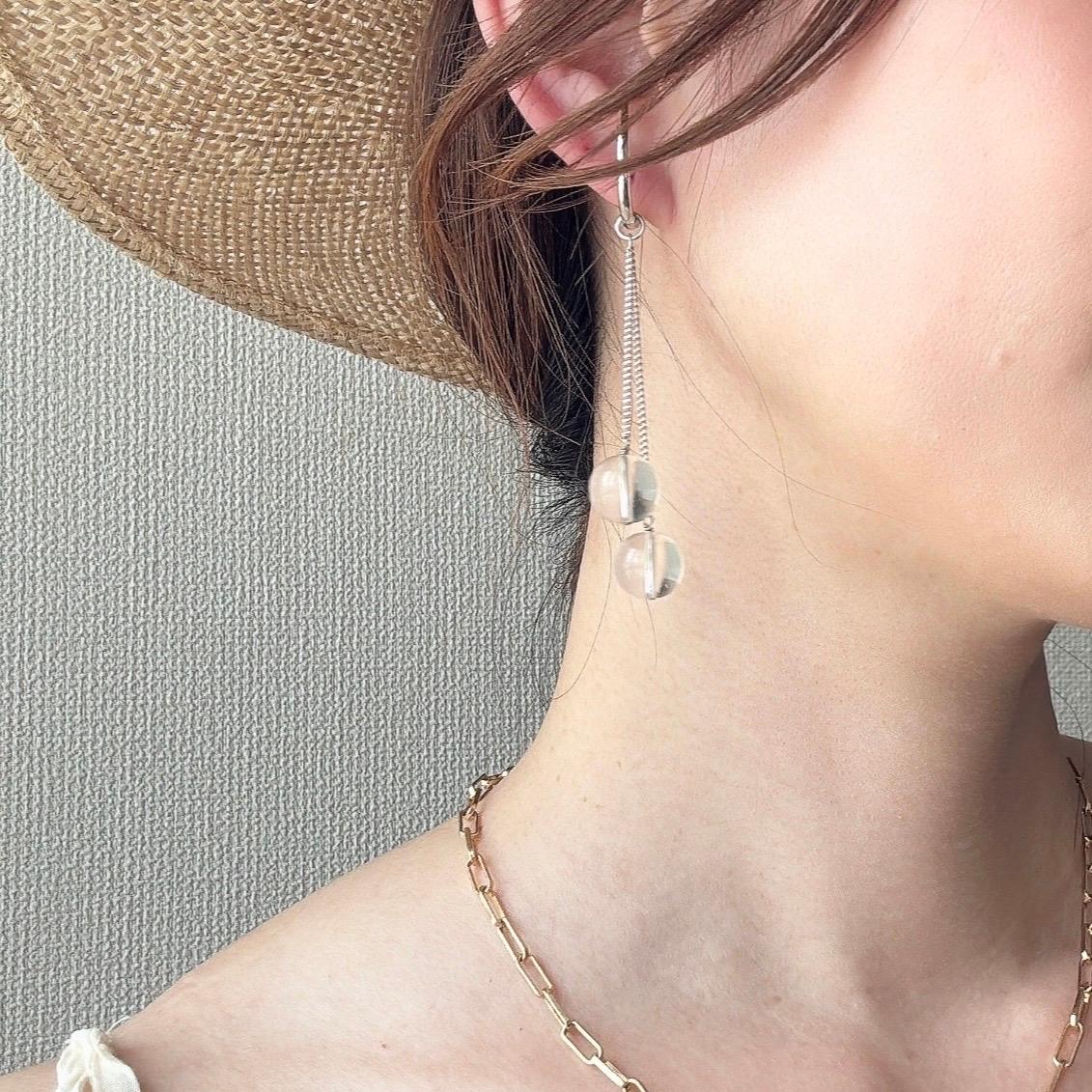 ◆ice 揺れるクリスタル水晶チャーム　手持ちのピアス(イヤーカフ)に合わせて使える | 4枚目