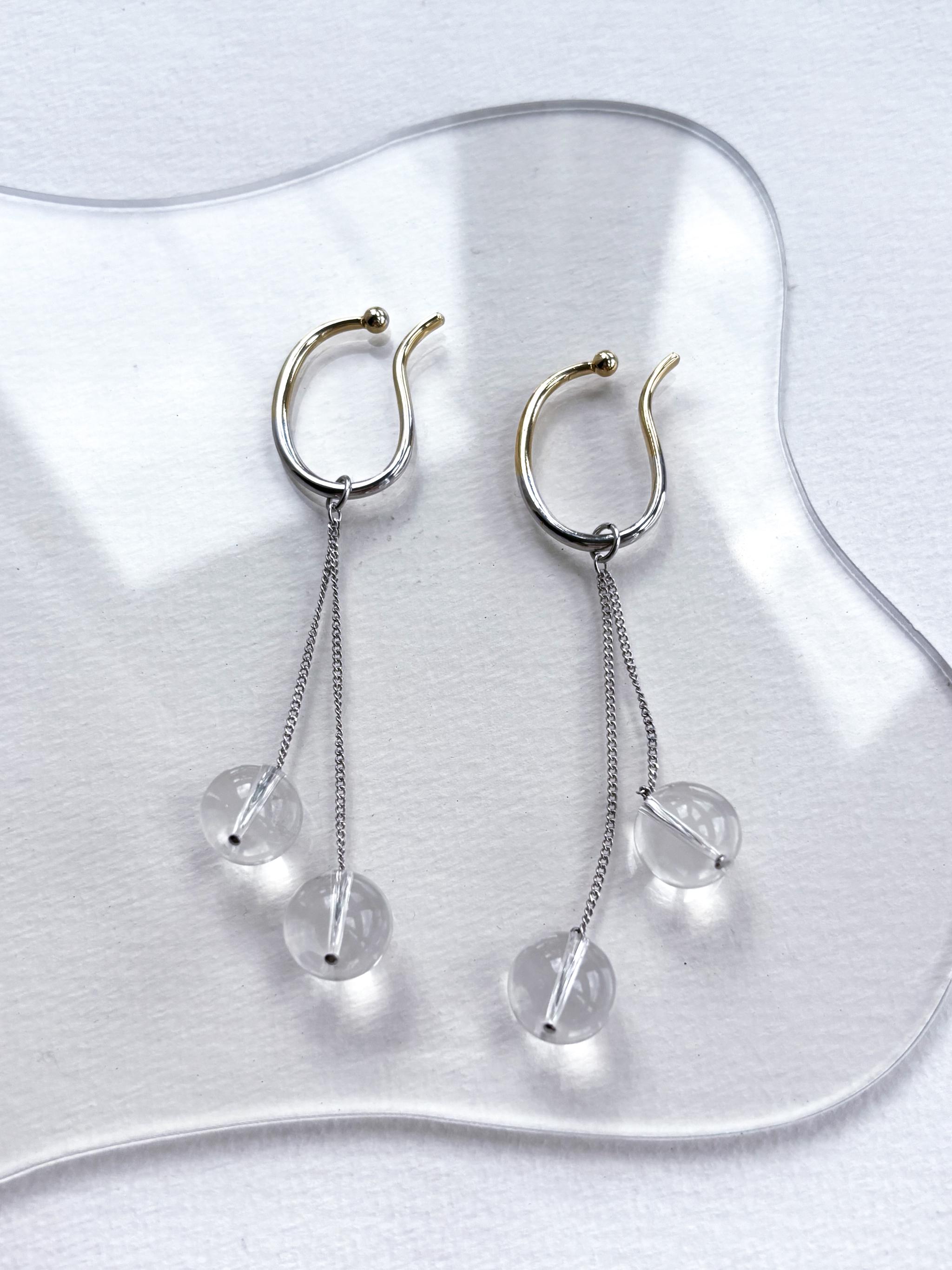 ◆ice 揺れるクリスタル水晶チャーム　手持ちのピアス(イヤーカフ)に合わせて使える | 7枚目