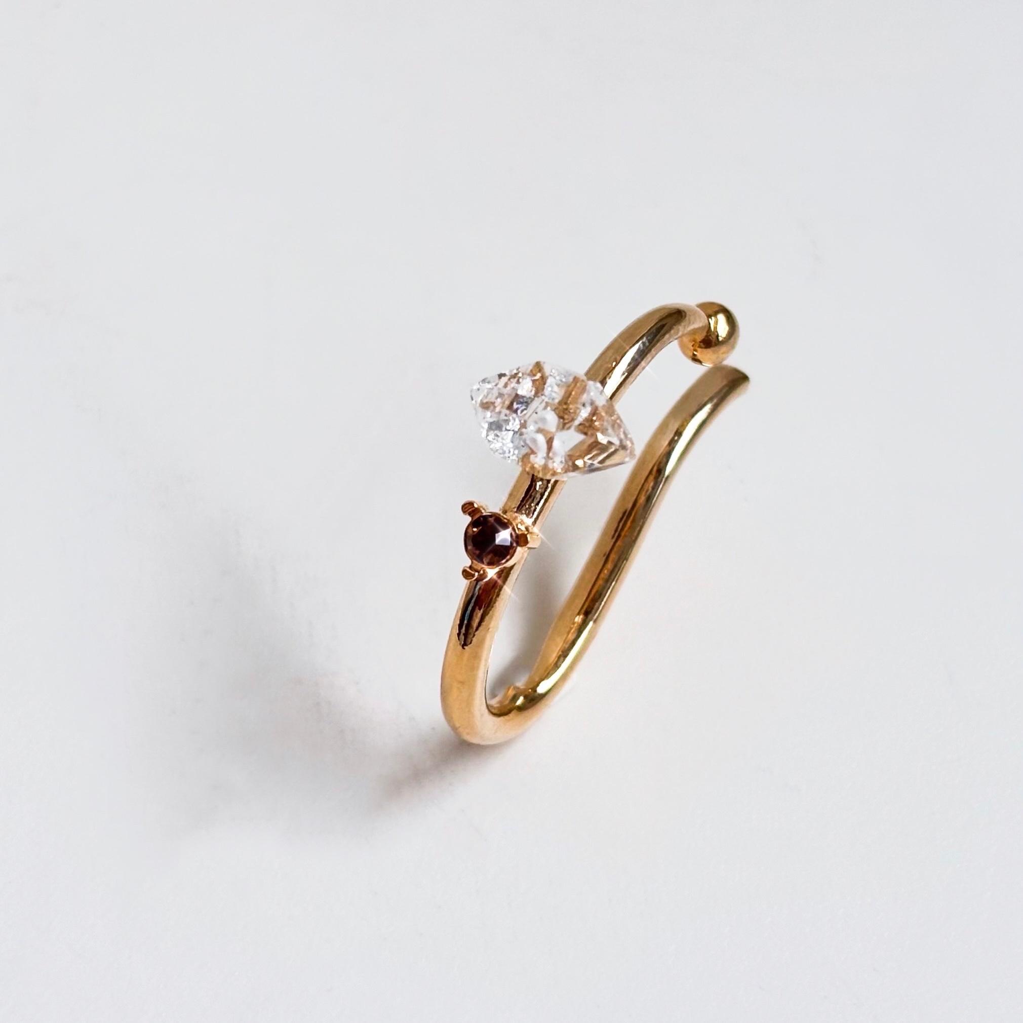 自然の神秘ハーキマーダイヤモンドのイヤーカフ【片耳用】