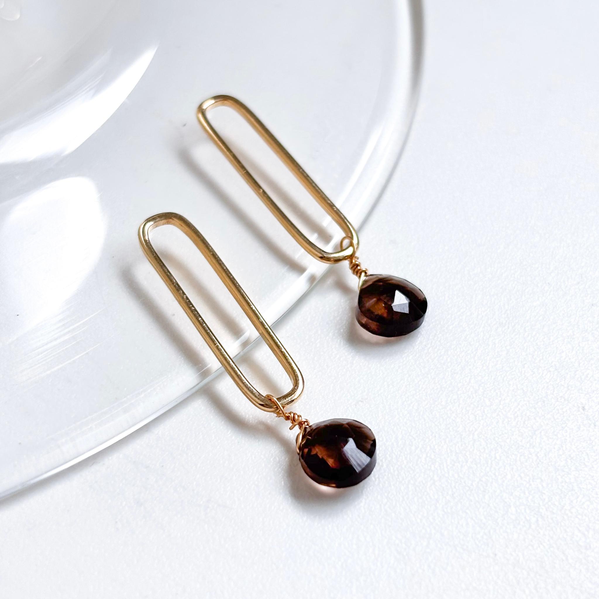 【両耳チャーム】秋色マロンカットスモーキークォーツチャーム | 5枚目