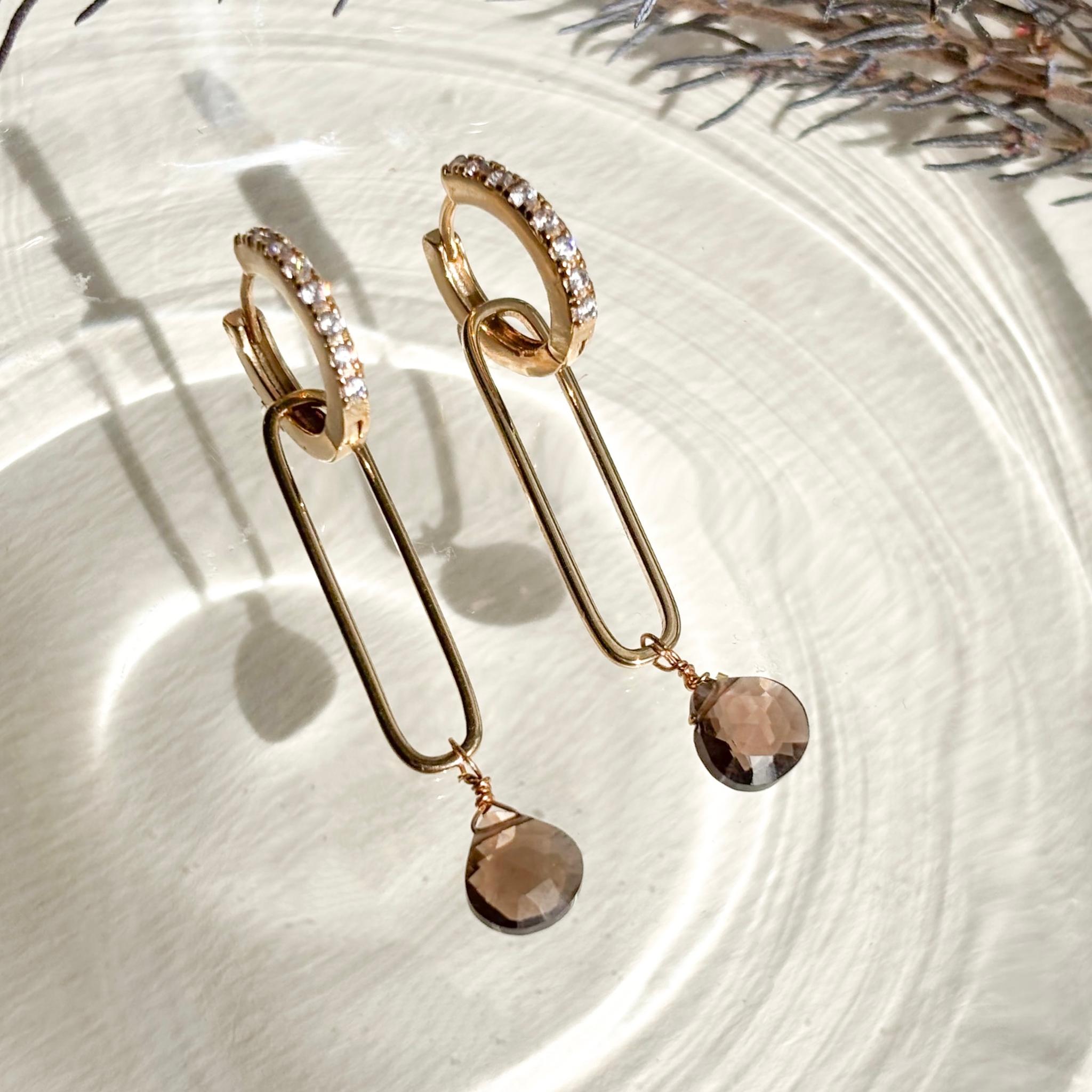 【両耳チャーム】秋色マロンカットスモーキークォーツチャーム | 6枚目