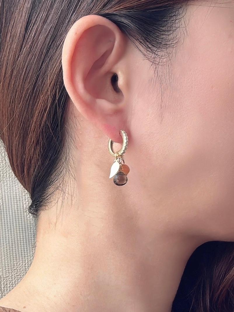 【両耳チャーム】秋色木の実スモーキークォーツチャーム | 2枚目