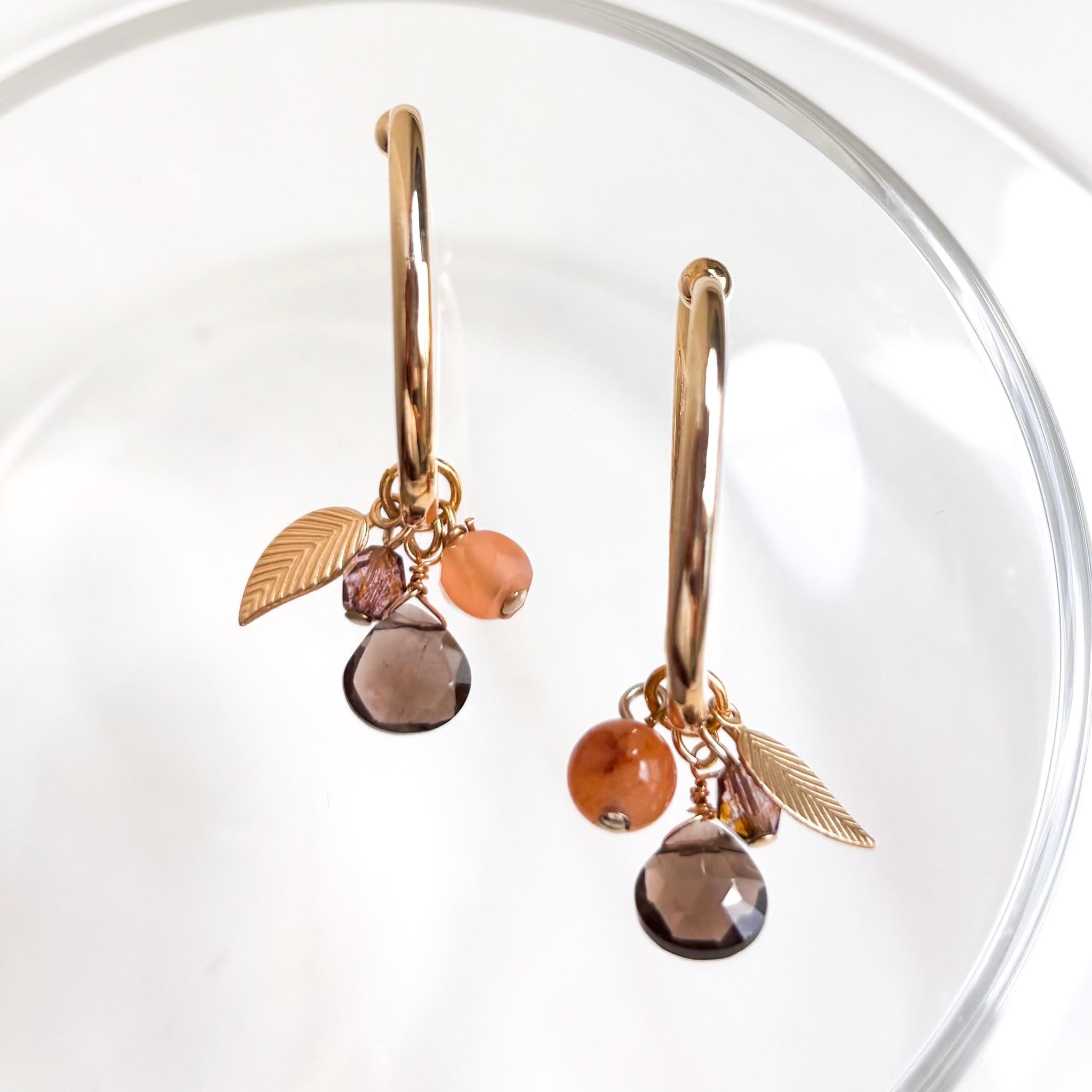 【両耳チャーム】秋色木の実スモーキークォーツチャーム | 4枚目