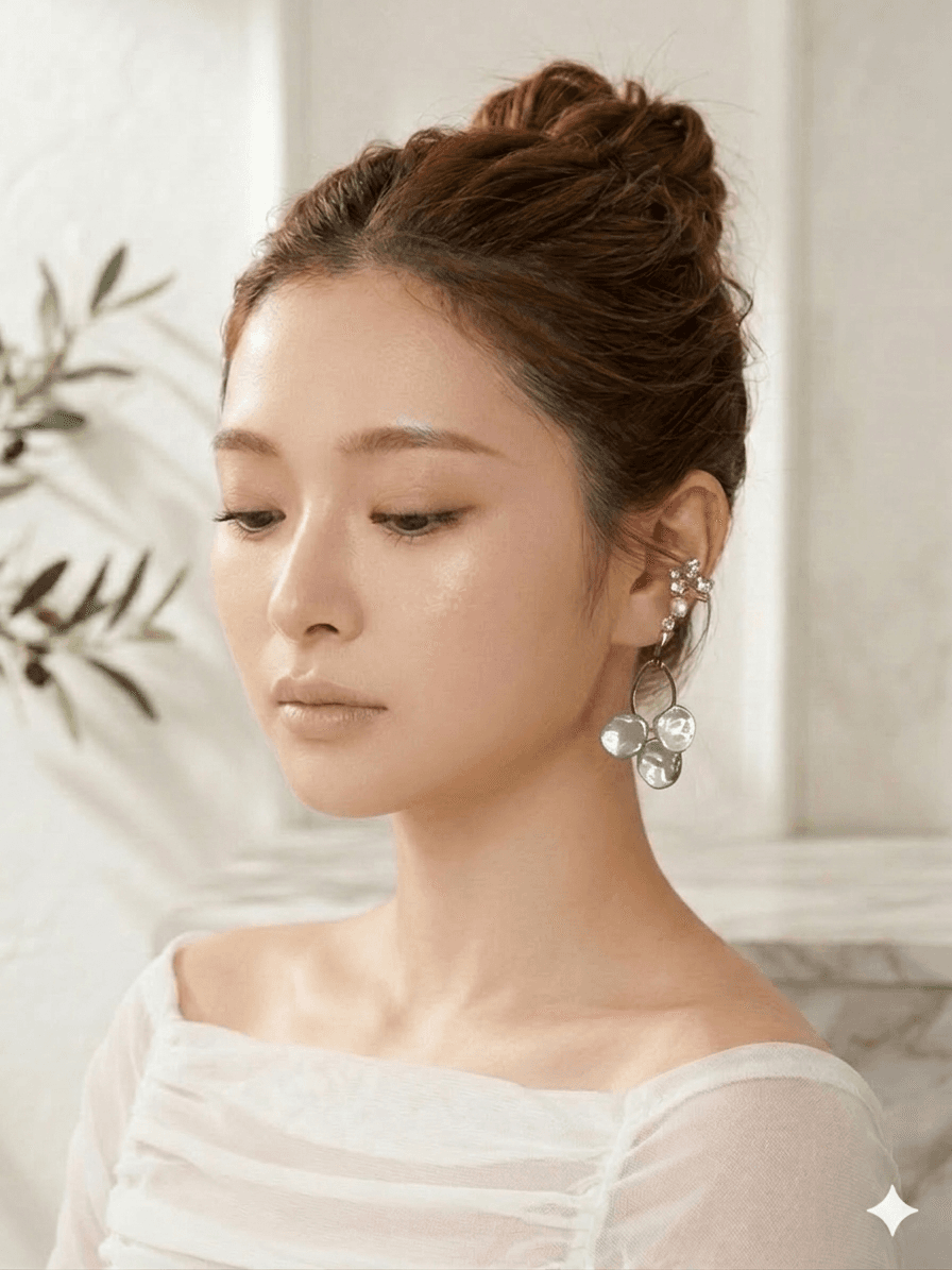 花びら淡水パールのフラワーチャーム |花びらパールアクセサリー|イヤーカフ・フープピアス用 | 2枚目