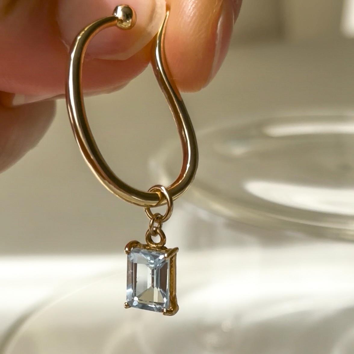 ◆3.6カラット涼しげスカイブルートパーズチャーム フープピアスorイヤーカフ | 10枚目