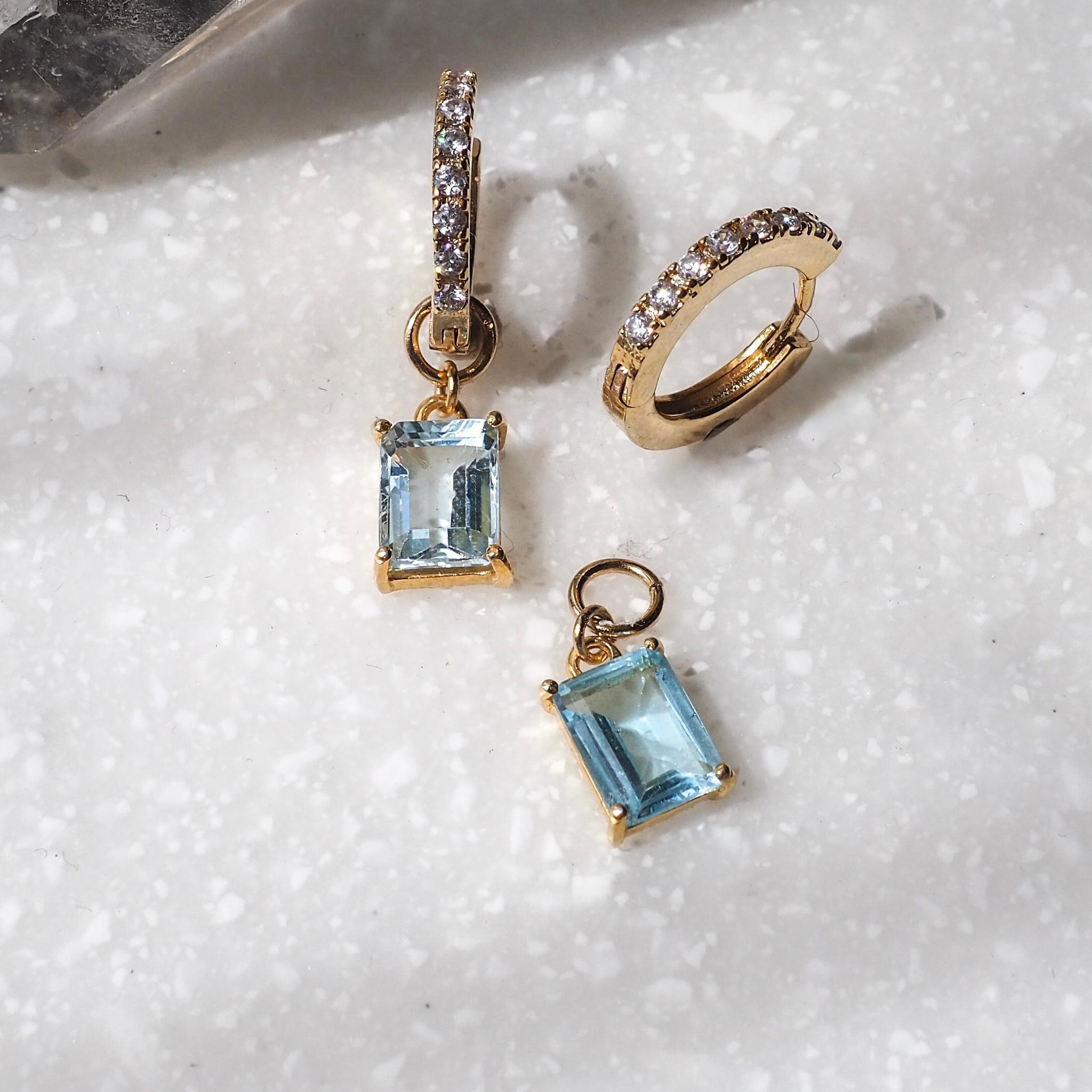 ◆3.6カラット涼しげスカイブルートパーズチャーム フープピアスorイヤーカフ | 5枚目