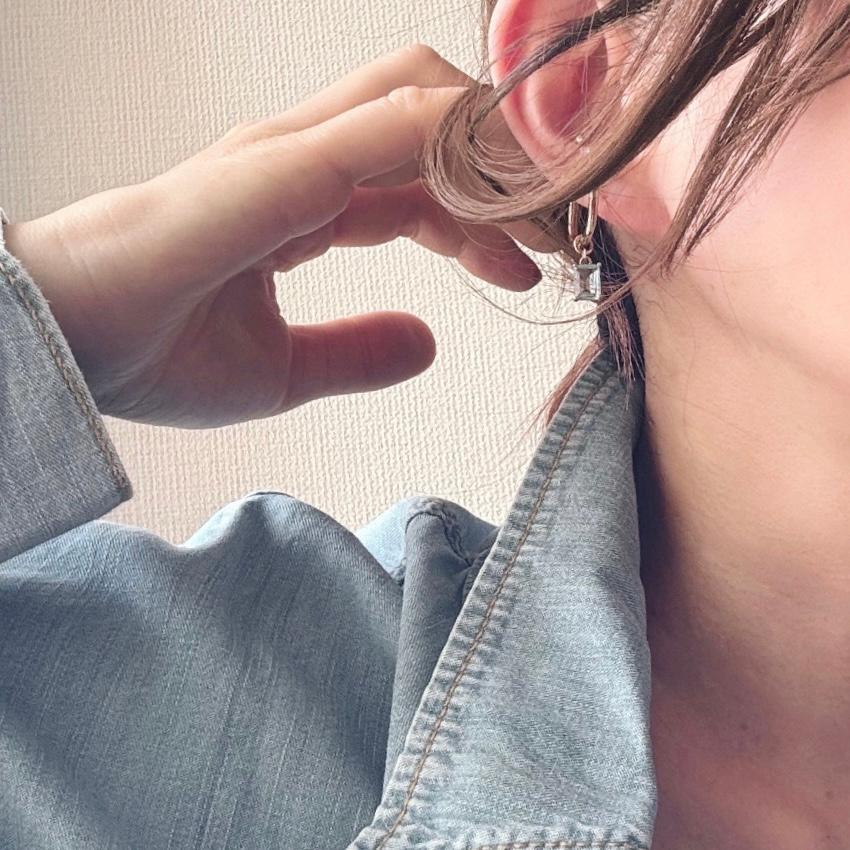 ◆3.6カラット涼しげスカイブルートパーズチャーム フープピアスorイヤーカフ | 8枚目