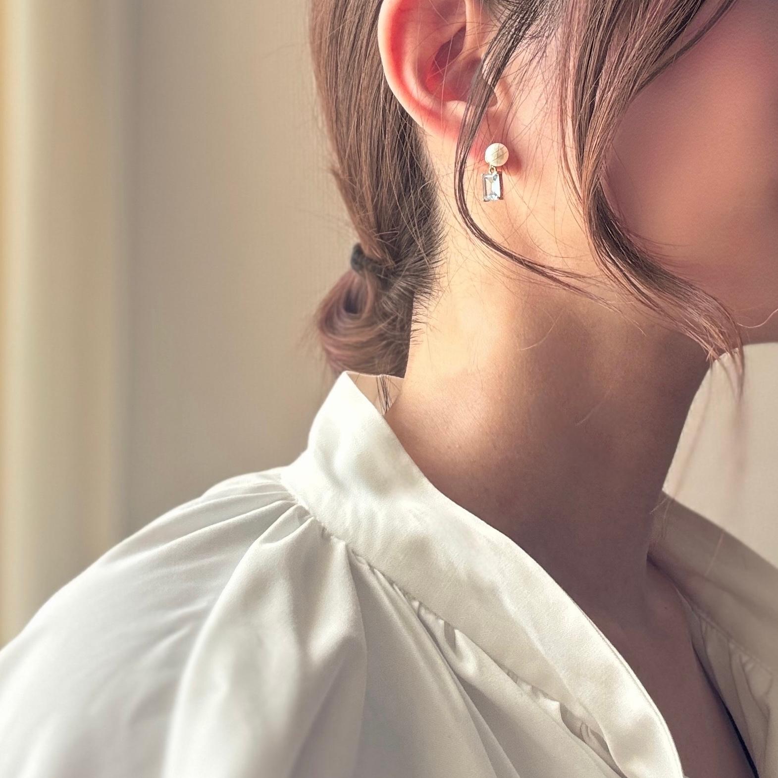 ◆2WAY 涼しげスカイブルートパーズチャーム&淡水パールピアス | 3枚目