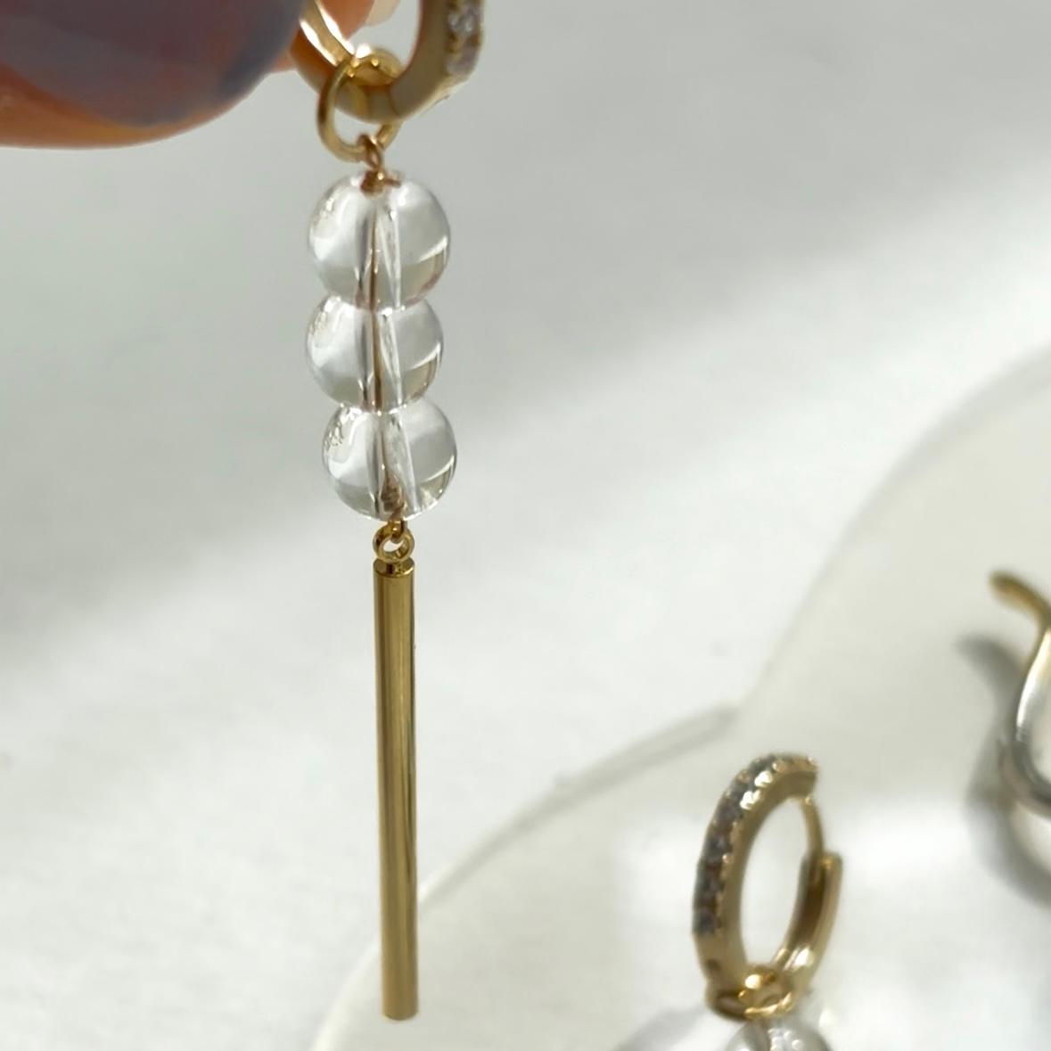 ◆ice 涼しげクリスタル水晶チャーム 手持ちのピアス(イヤーカフ)に合わせて使える | 4枚目