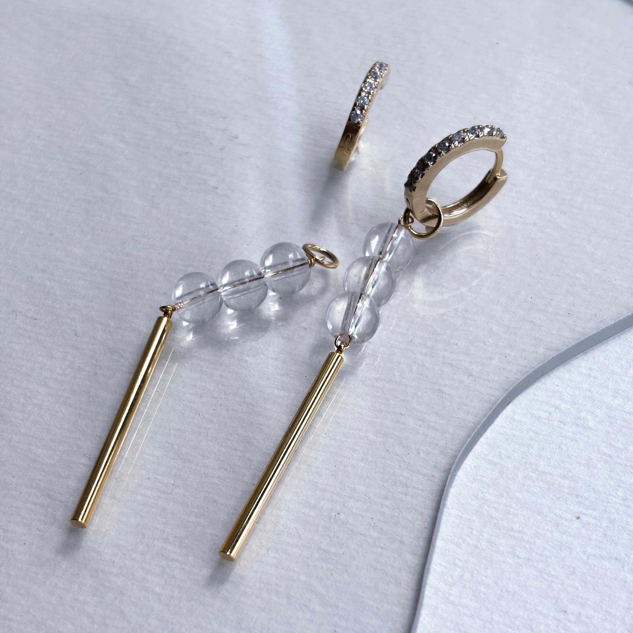 ◆ice 涼しげクリスタル水晶チャーム 手持ちのピアス(イヤーカフ)に合わせて使える | 5枚目