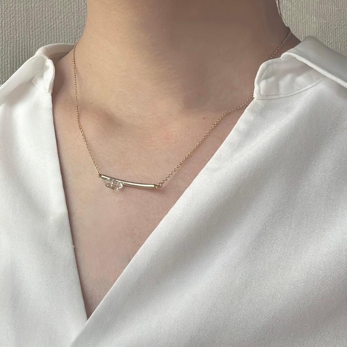 自然の神秘ハーキマーダイヤモンドのバーネックレス | 2枚目