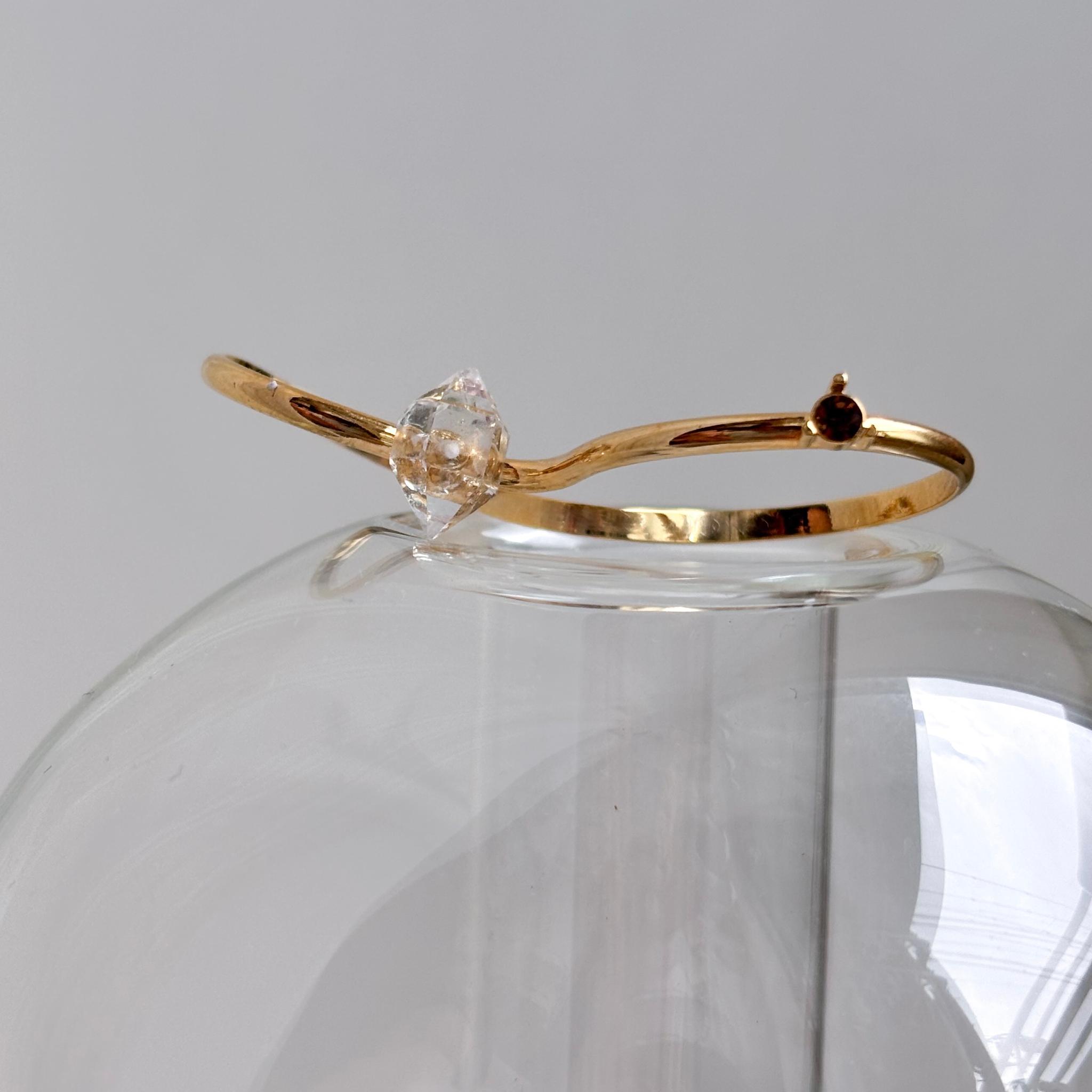 自然の神秘ハーキマーダイヤモンドのダブルフィンガーリング | 7枚目