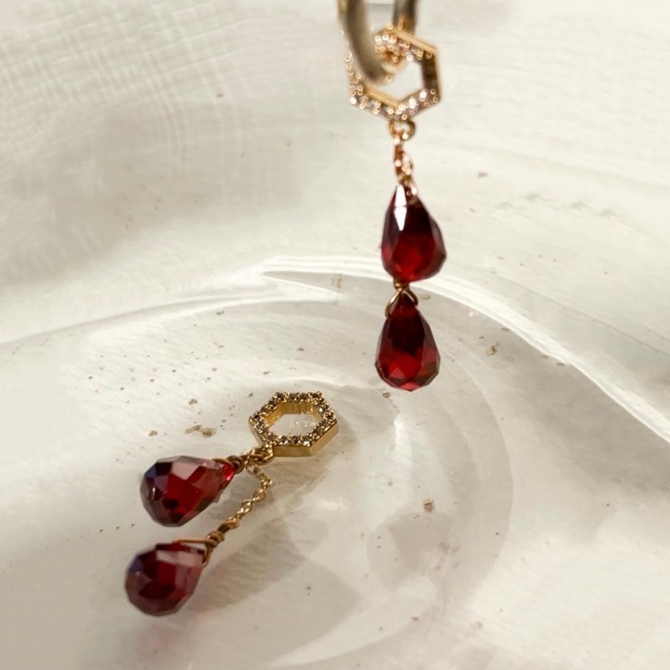 【Holiday collection charm】揺れる赤チャーム ピアス*イヤーカフ用 | 5枚目