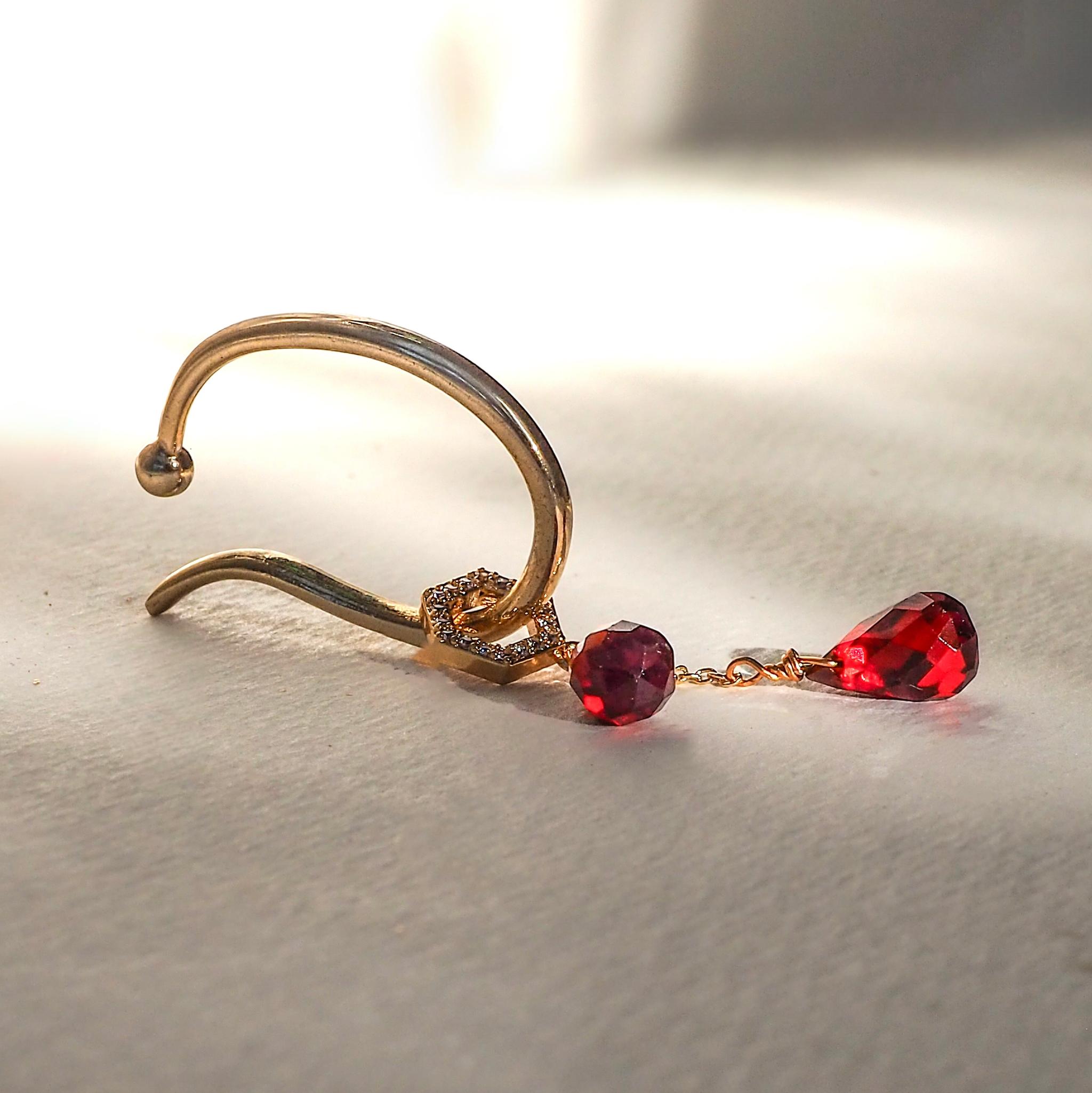 【Holiday collection charm】揺れる赤チャーム ピアス*イヤーカフ用 | 6枚目