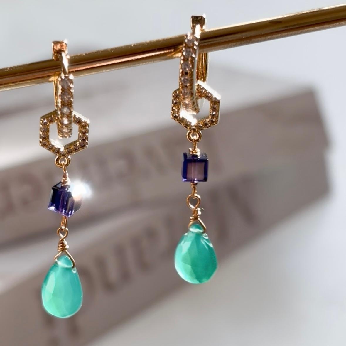 【Holiday collection charm】グリーン×深い藍色チャーム ピアス*イヤーカフ用 | 4枚目