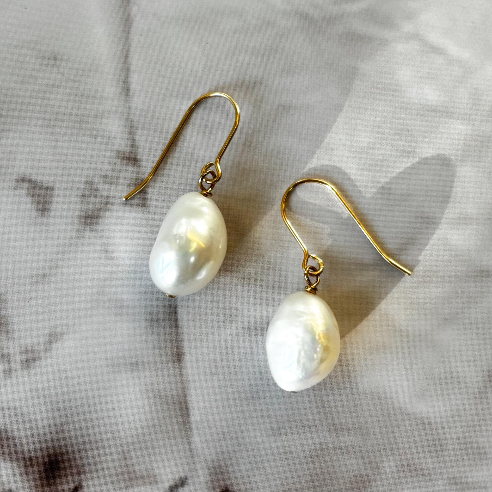 コロンと大粒バロック淡水パールピアス フックピアス 14kgf | 3枚目